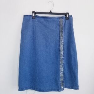 Moschino | Denim Midi Flare Skirt‎ + Slit 10